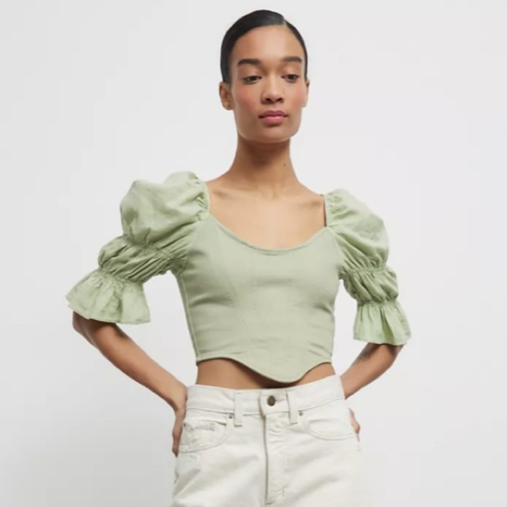 URBAN OUTFITTERS Colie Linen Puff Sleeve Blouse
